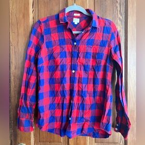J Crew Factory red and blue Buffalo plaid Flannel shirt sz S